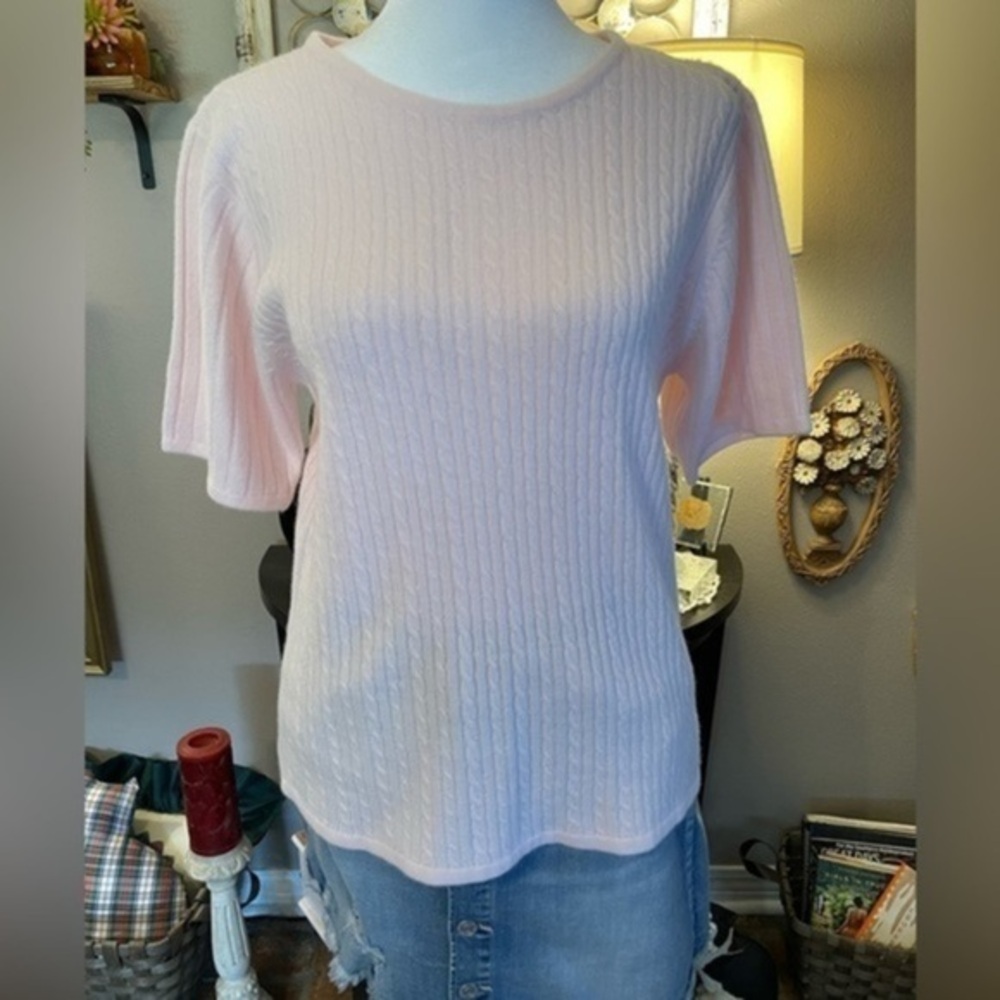 Chandler Hill Pink Short Sleeve Woven Sweater